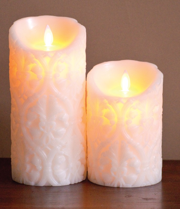 [LED 양초]FLAMELESS CANDLE IVORY DAMASK - 아이보리 [5인치]